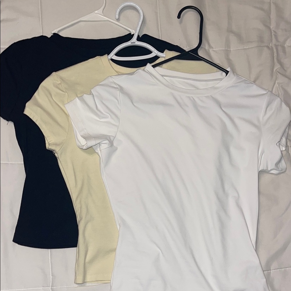 Set of Three Basic T-Shirts - Black, Cream, and White